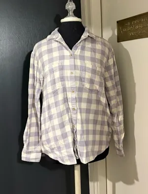Madewell Lavender Check Button-Up Flannel 100% Cotton Shirt with pockets thumbnail 1