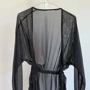 Mesh Beachy Relaxed Moody Goth Sheer Coverup Dress OS Black thumbnail 2