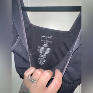 NWOT Free People Movement Good Karma Square-Neck Bra In Washed Black thumbnail 10