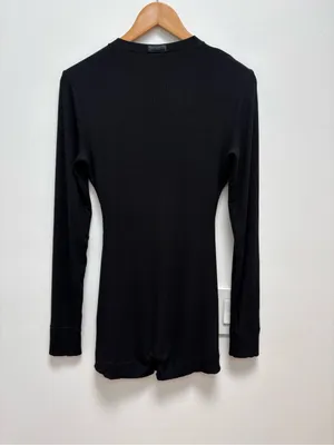 SKIMS Soft Lounge Long Sleeve Henley Romper in charcoal L thumbnail 6