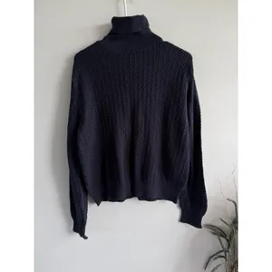 Ralph Lauren Polo Golf Navy Blue Cable Knit Turtleneck Cotton Sweater Large thumbnail 2