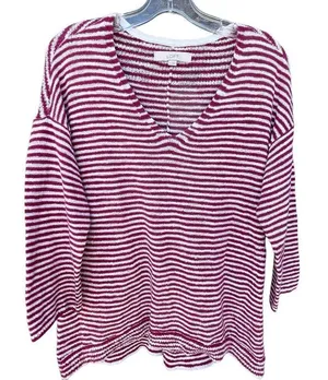 Loft size M striped oversized cotton nylon sweater thumbnail 1