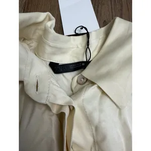Zara Ecru Satin Long Sleeve Button Lace Top 90s Ethereal Coquette Romantic Fairy thumbnail 7