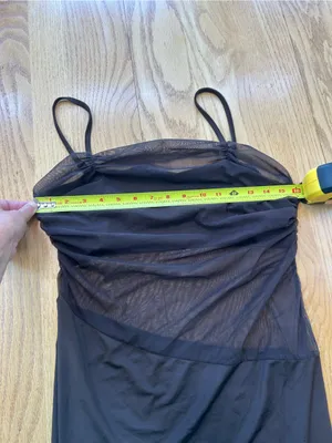 NWT Cider Brown Mesh Overlay Maxi Dress L Large Cutout Coffee Cocktail‎ Y2K thumbnail 7