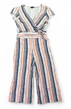 BeBop Pink and Blue Striped Linen Two Piece Set thumbnail 1