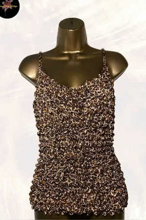 Y2K Brown Leopard Textured Stretch Camisole Size undefined thumbnail 1