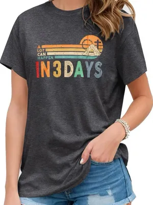 A Lot Can Happen in 3 Days Christian Easter Shirt Women Sz XL Jesus Gray Tee thumbnail 2