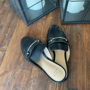 A New Day Black Leather Slip-On Loafers with Gold Accent thumbnail 2