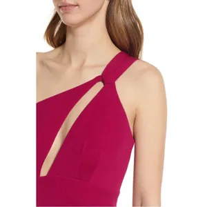 Katie May Pink One Shoulder Cut Out Back Edgy Maxi Dress Magenta Pink Medium thumbnail 5