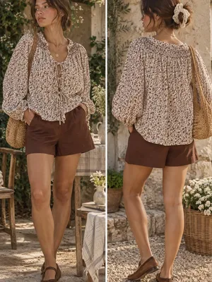 A new day Floral Blouse & Shorts Set thumbnail 2