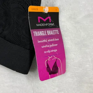 Maidenform Womens Black Stretch Lace Triangle‎ Bralette Wirefree DMSLTB S NEW thumbnail 2
