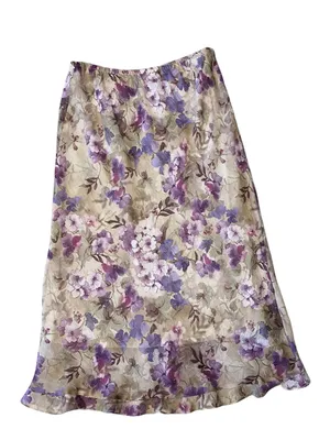 Y2K VINTAGE Chiffon Floral Ruffled Midi Skirt thumbnail 3