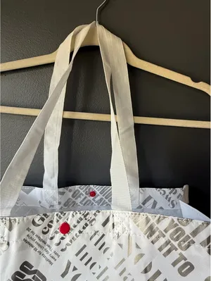 Lululemon White Printed Tote Bag with Text Design thumbnail 4