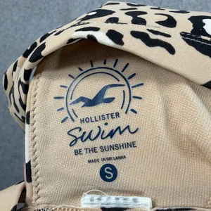 Hollister Women's Small Bikini Top Leopard Print Triangle Adjustable Tie Swim thumbnail 4
