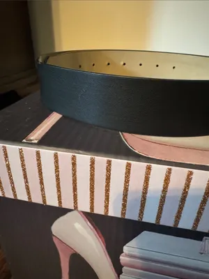 True Religion Black Leather Belt with Gold Logo Buckle thumbnail 2
