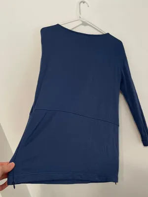 J. JILL Solid Blue Boat Neck Long Sleeve Fleece Lined Side Zip Zippers Tunic Top thumbnail 14