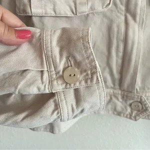 YFB Young Fabulous & Broke Beige Flap pocket Crop jacket, tencell blend, L NWOT thumbnail 9