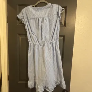 A New Day Light Blue Striped Girls' Wrap-Style Dress thumbnail 4
