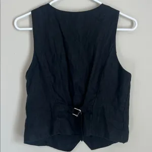 J. Crew womens linen vest Slim-fit vest black sz 4 thumbnail 4