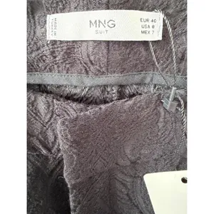 Mango MNG Suit Black‎ Paisley Jacquard Slim Ankle Slit Dress Pants USA 8 NEW thumbnail 4