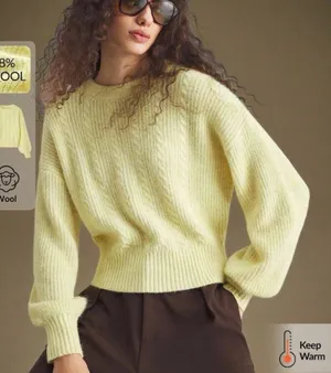 SHEIN Light Yellow Wool Blend Sweater thumbnail 1