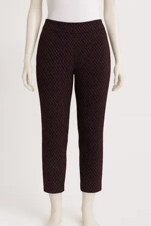 7th Avenue New York & Company Women's Black and Maroon Patterned Pants thumbnail 1