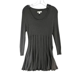 Dana Buchman Sweater Dress With Scarf‎ XL Gray Ribbed Fit Flare Timeless Career thumbnail 2