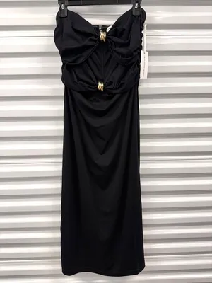 Torn By Ronny Kobo Lia Strapless Midi Dress Black Womens Size Large thumbnail 6