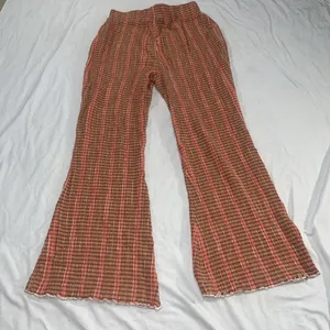 Sz S Small Free People Fine Line Slim Pant in Rust Combo Boho thumbnail 12