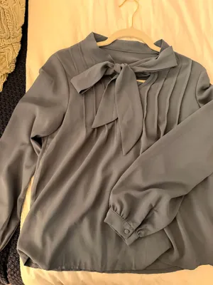 Tie Neck Blouse Gray thumbnail 1