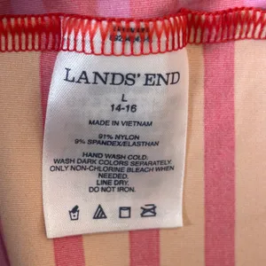 Lands End Womens Large 14-16 Long Sleeve Swim Top Rash Guard Pink‎ Red Orange thumbnail 6