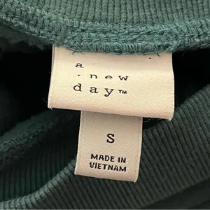 A New Day Mock Neck Cropped Sweatshirt Ram Skull Patch Dark Teal S thumbnail 3