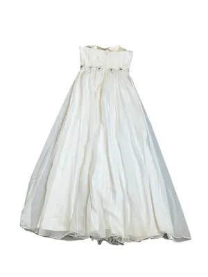 White Wedding Dress Beaded Empire Waist Flowy Evening Prom Size Small thumbnail 9