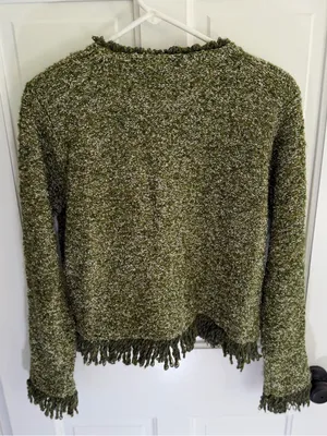 Vintage 90s Design Options Wool Blend Fringe Cardigan Shoulder Pads S thumbnail 5