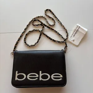 Bebe Fabiola Black Saffiano‎ Crossbody Chain Shoulder Bag thumbnail 1