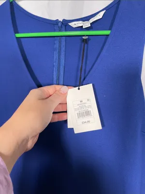 The Nines By Hatch Royal Blue V Neck Shift Dress Maternity Medium New thumbnail 3