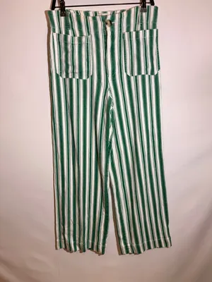 Anthropologie Maeve Colette Striped High Rise Linen Blend Wide Leg Pants Size 30 thumbnail 5