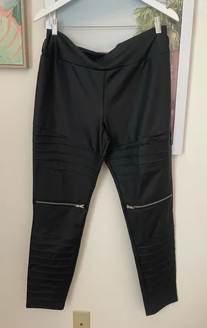Killstar Into The Void Faux Zipper Moto Leggings in Black XL *NO HARNESS BELT* thumbnail 1