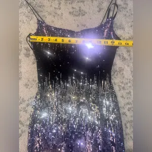B Darlin Ombre Purple Black Sequin Mini Dress Size 1/2 Bodycon Sparkly Glam thumbnail 7