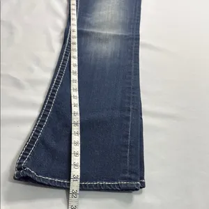 Vigoss Dark Blue Boot Cut Jeans with Embroidered Pockets thumbnail 3