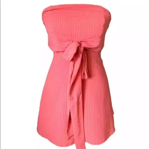 Revolve By‎ the Way. Jenny Tube Front Tie Textured Coral Mini Dress small thumbnail 3