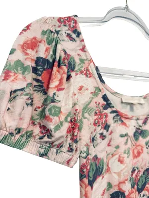 LoveShackFancy Dalary Veiled Kiss Mini Dress Floral Ruched Puff Sleeve Small thumbnail 5