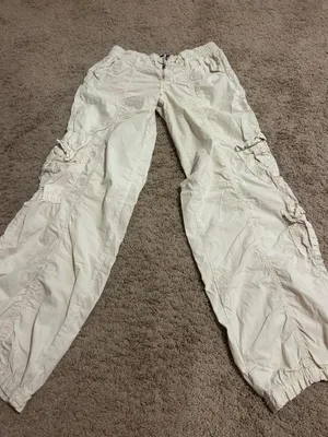 Urban Outfitters BDG Y2K Low-Rise Cargo‎ Pant Cream thumbnail 4