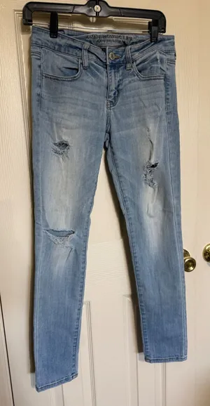American Eagle Outfitters Distressed Light‎ Wash Jeggings Womens Size 4 Reg thumbnail 1