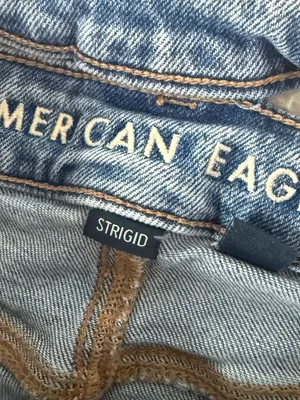 American Eagle Super High-Rise Baggy Straight Jeans Size 000 Double Waist thumbnail 5