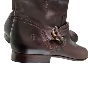 Frye Jillian toggle short biker boots rich brow leather size 10 thumbnail 4