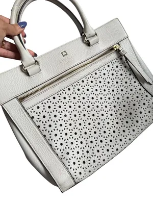 KATE SPADE White Leather Eyelet Satchel Handbag thumbnail 9