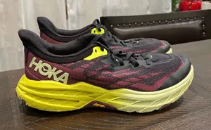 Hoka speedgoat 5 vibram burgundy running shoes women 9 B thumbnail 1
