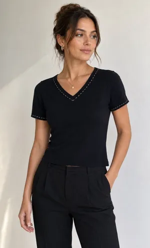 VTG Escio Black Stretchy Silky Nylon Knit Top Womens S Y2K 2000s Career Office thumbnail 1