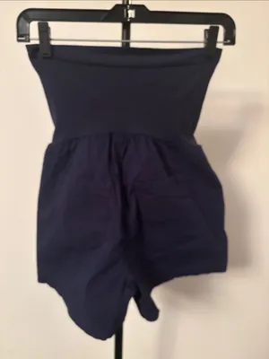 Motherhood Maternity Navy High-Waist Maternity Shorts with Front Pockets thumbnail 2